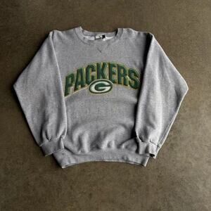 90s‎ green bag packers spellout crewneck